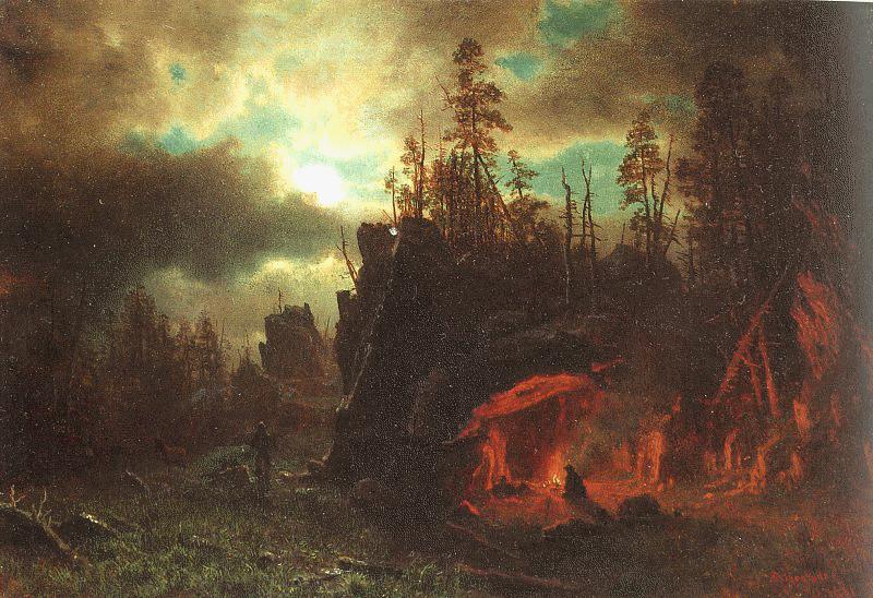 Albert Bierstadt The Trappers Camp oil painting image